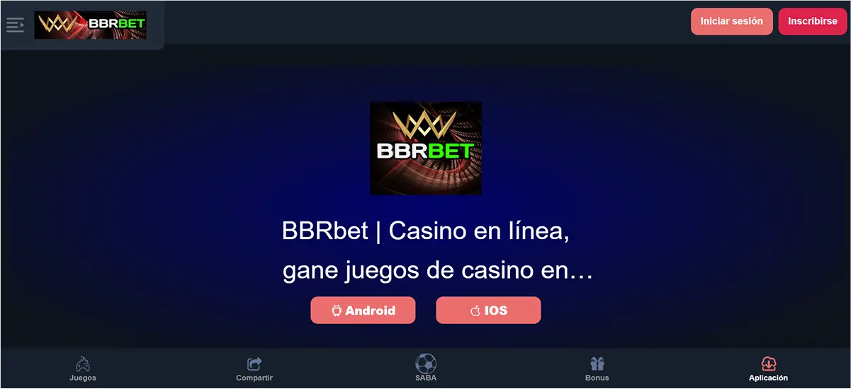 BBRBet casino: aplicación y versión móvil
