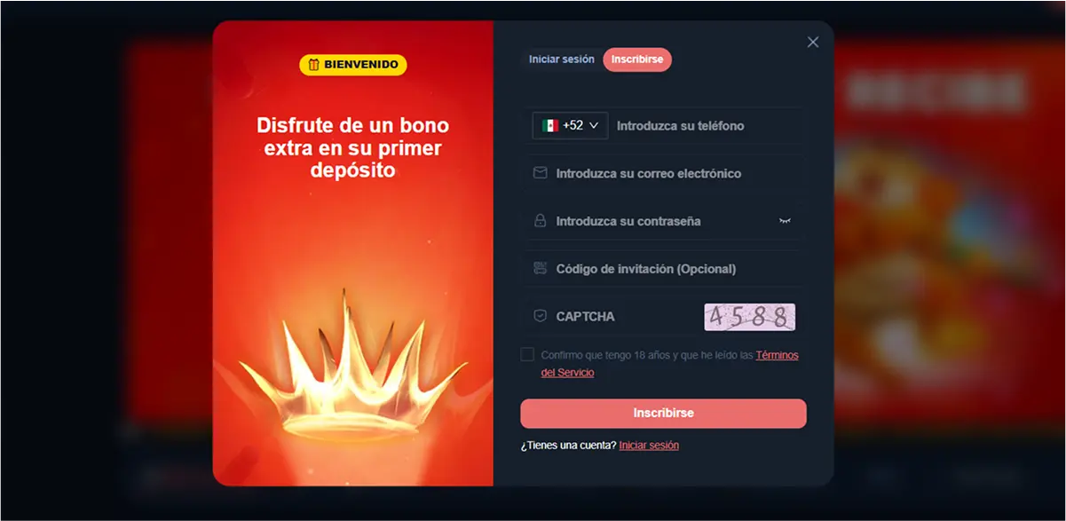 Registro e inicio de sesión en BBRBet casino