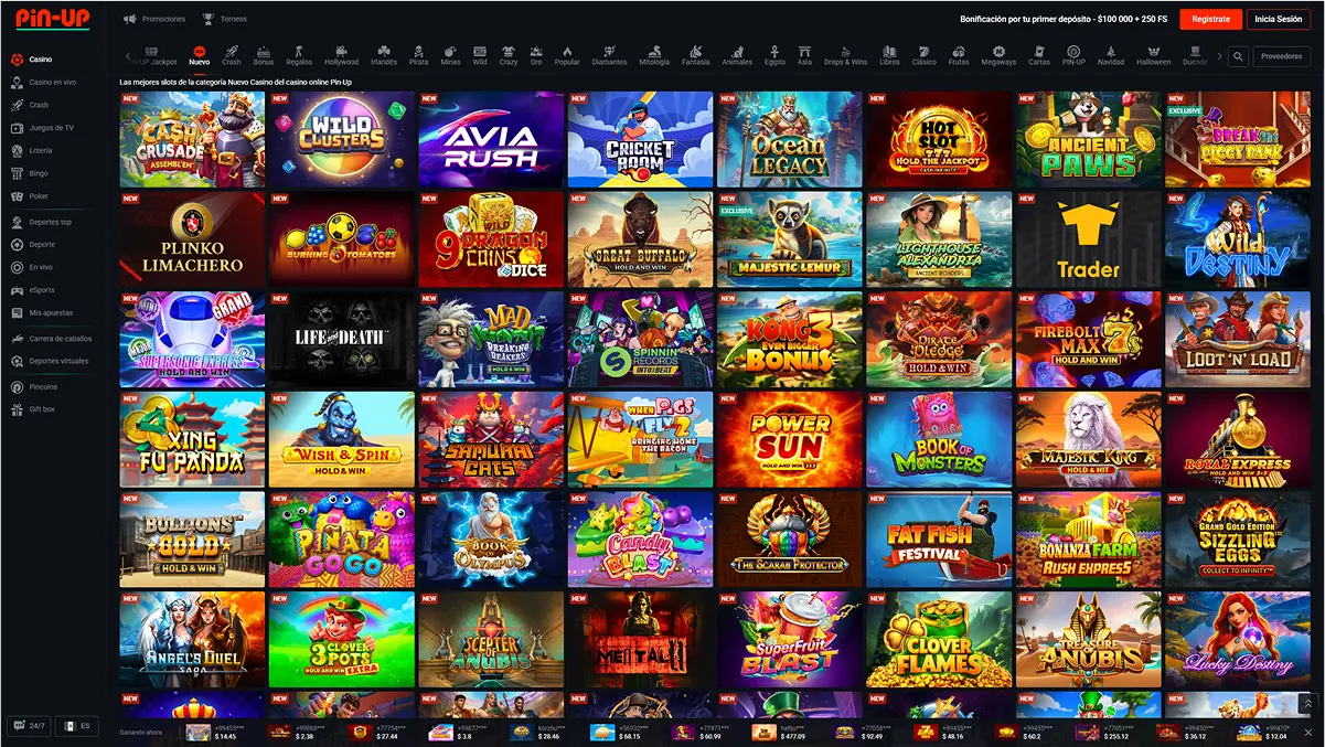Catálogo de juegos del casino Pin Up en México